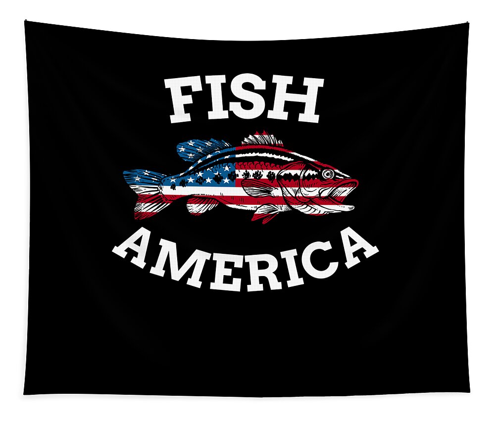 4th of July Fishing American Flag Fish America graphic Tapestry by Jacob  Hughes - Fine Art America