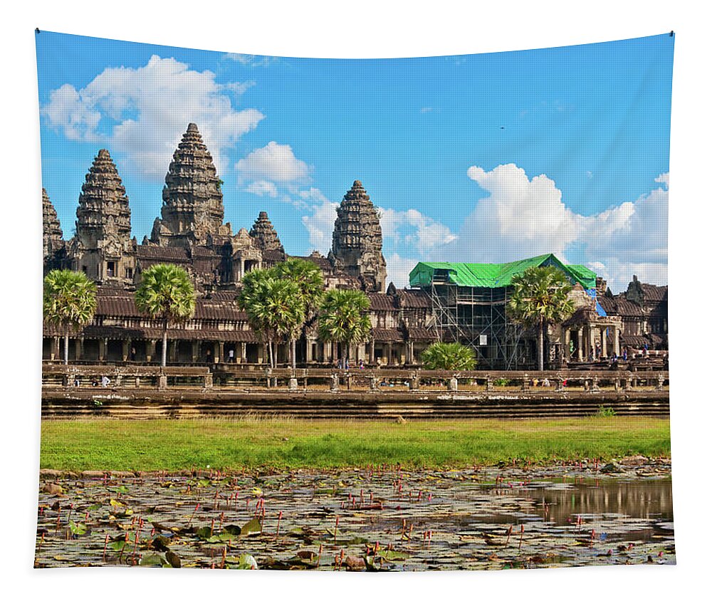 Angkor Tapestry featuring the photograph Angkor Wat Temple. Cambodia #5 by Lie Yim