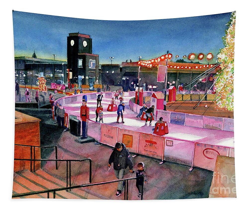 Placer Arts Tapestry featuring the painting #525 Folsom Ice Rink #525 by William Lum