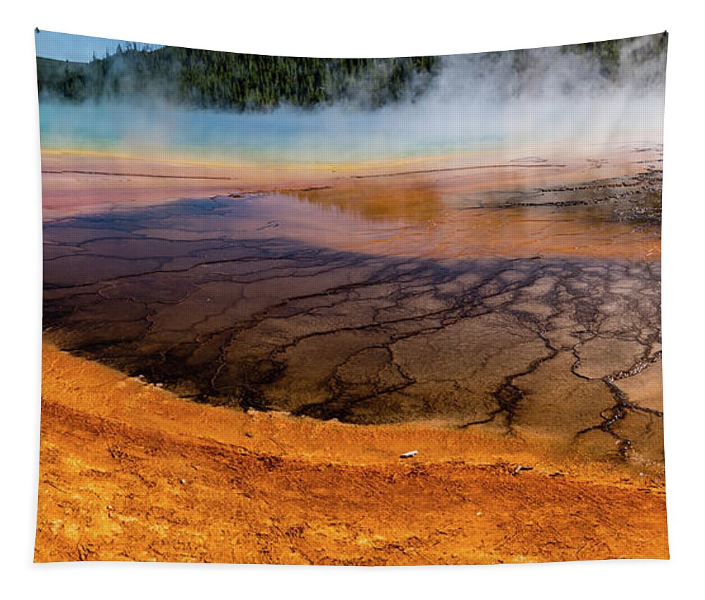 Travel Tapestry featuring the photograph Grand Prismatic Spring in Yellowstone National Park #55 by Alex Grichenko