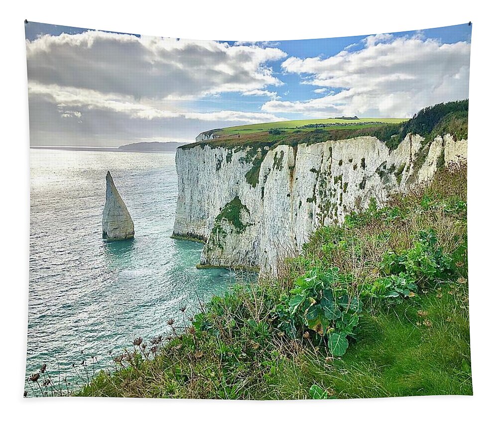 Old Harry Tapestry featuring the photograph Old Harry Rocks #2 by Gordon James