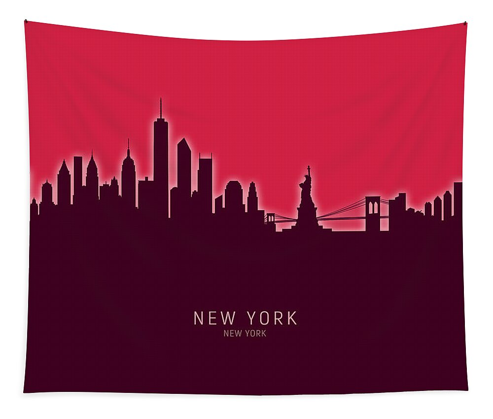 New York Tapestry featuring the digital art New York Skyline by Michael Tompsett