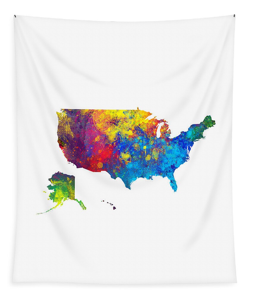 United States Tapestry featuring the digital art United States Watercolor Map by Michael Tompsett