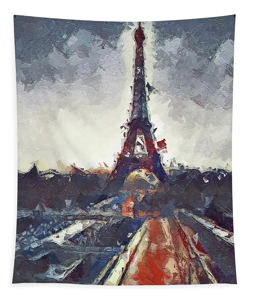 Tower Tapestry featuring the digital art Paris is Forever #74 by TintoDesigns