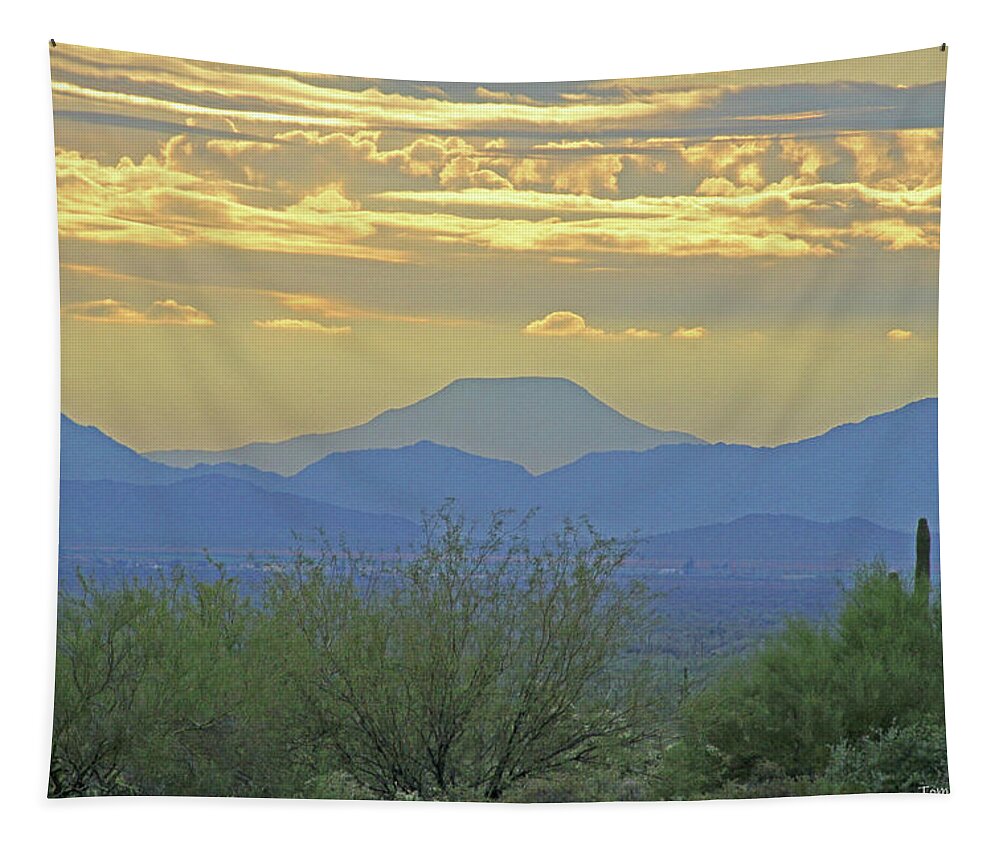 75 Miles To Table Top Mountain Tapestry featuring the digital art 75 Miles To Table Top Mountain by Tom Janca