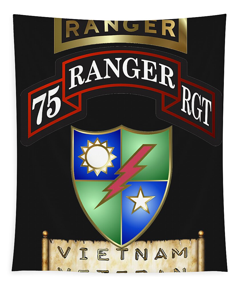 75th Tapestry featuring the digital art 75 Ranger Rgt Vietnam by Bill Richards