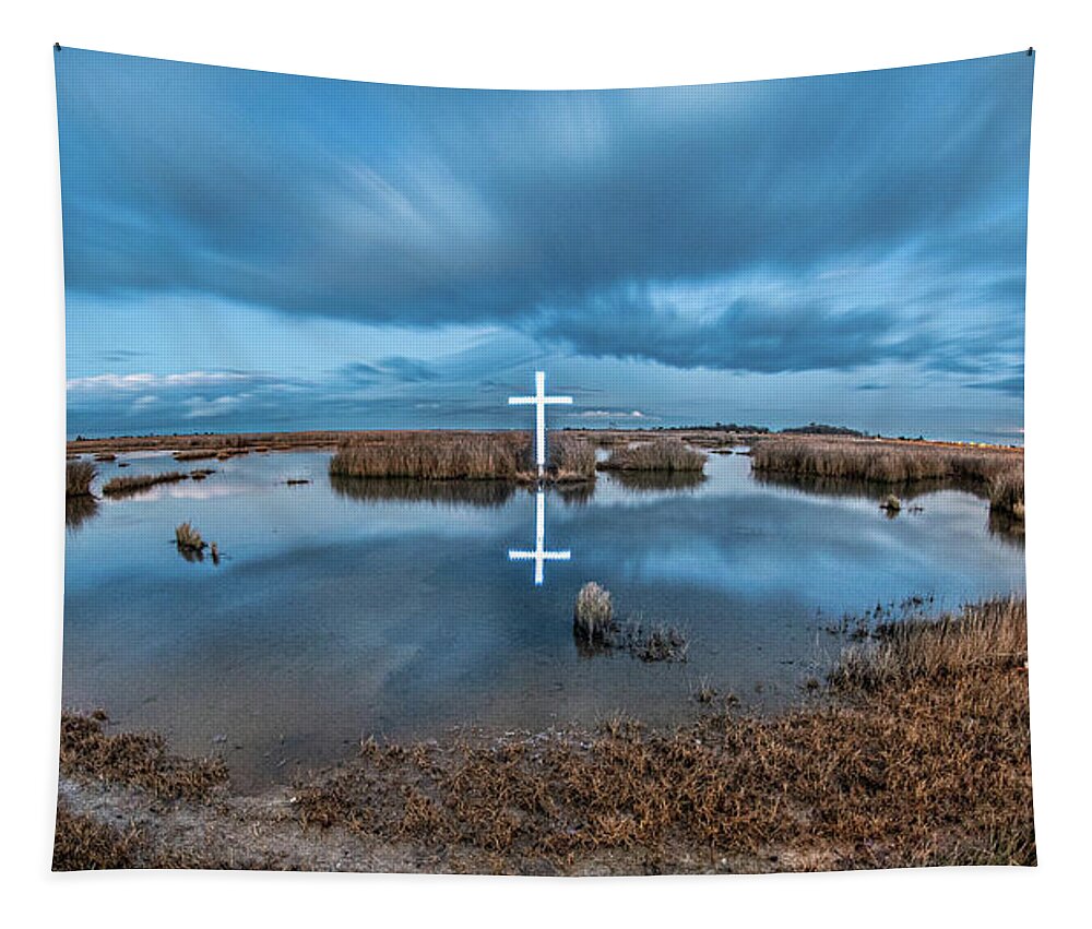 Poquoson Tapestry featuring the photograph Poquoson Marsh Cross #8 by Jerry Gammon