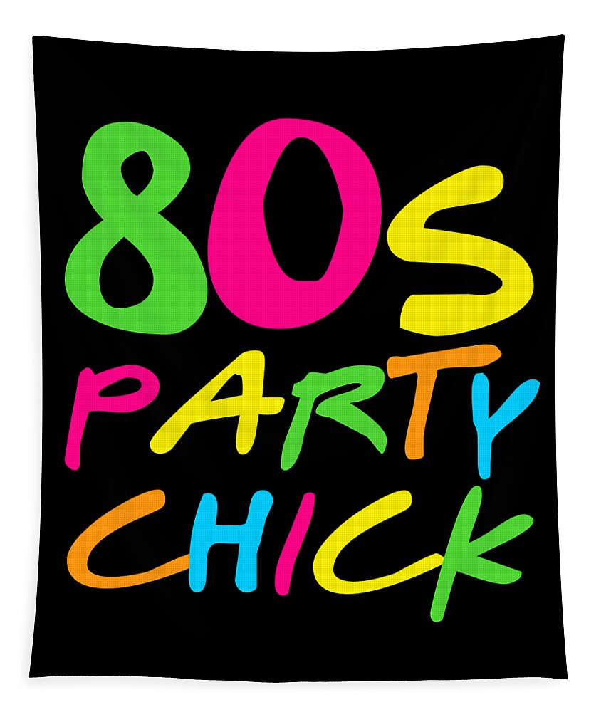 Funny Tapestry featuring the digital art 80s Party Chick by Flippin Sweet Gear