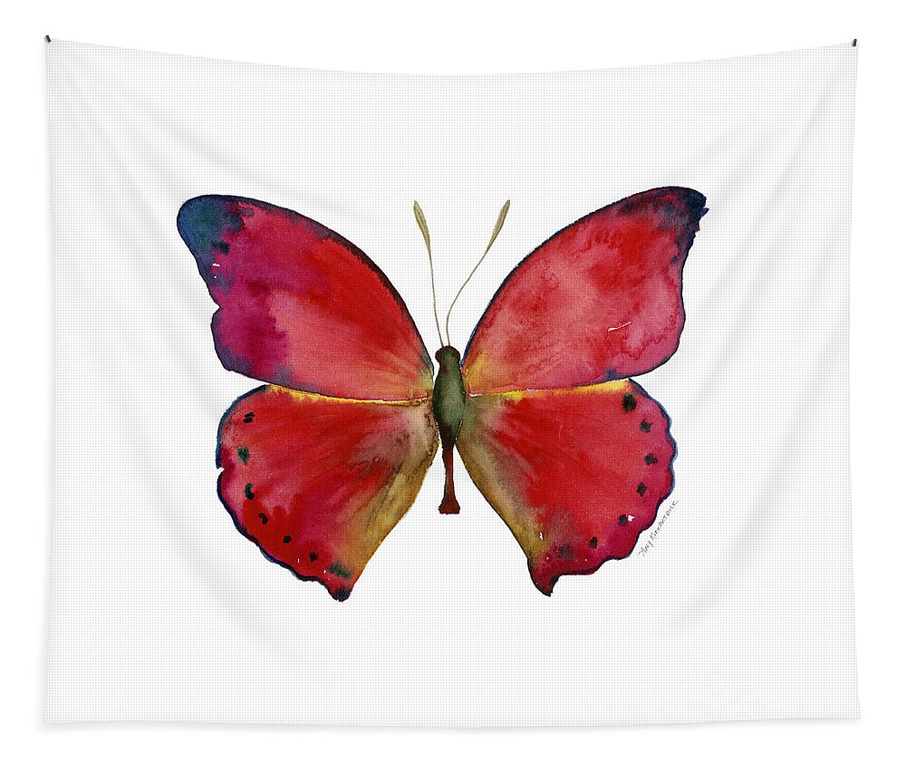 Red Butterfly Tapestry featuring the painting 83 Red Glider Butterfly by Amy Kirkpatrick