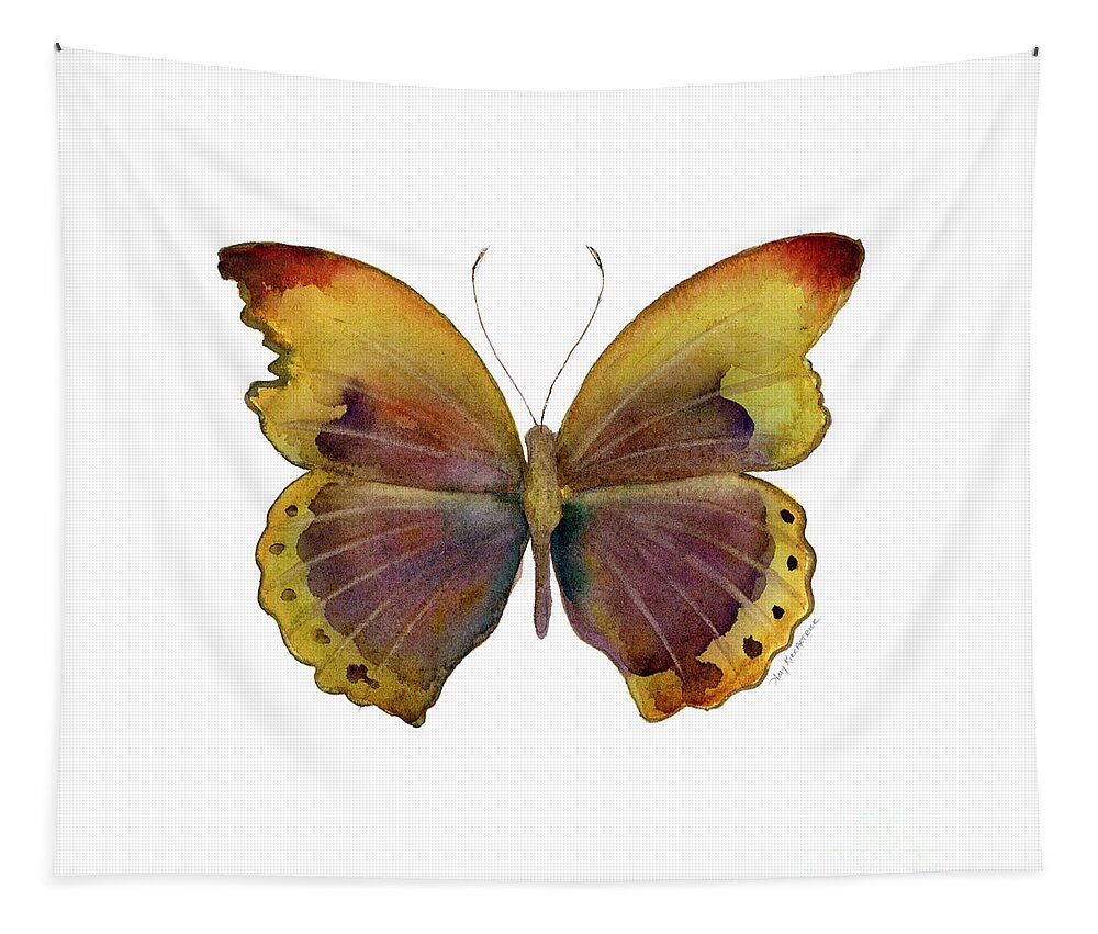 Gold Banded Glider Butterfly Tapestry featuring the painting 84 Gold-Banded Glider Butterfly by Amy Kirkpatrick