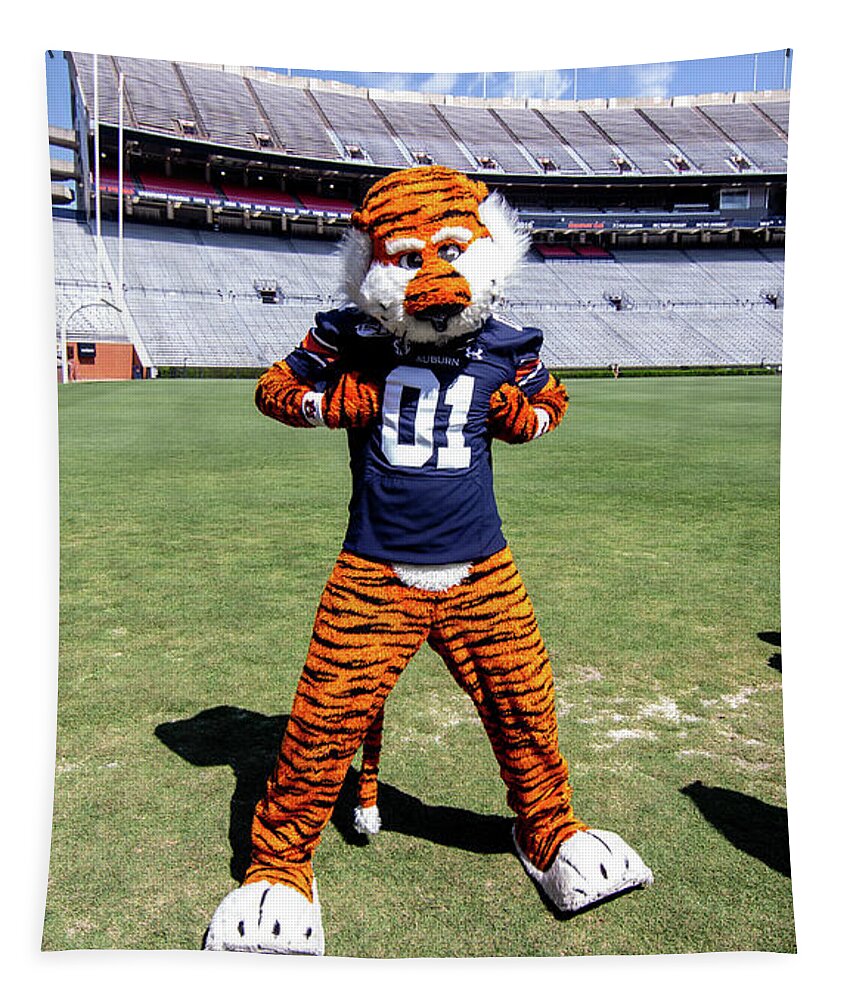 Auburn War Eagle Tapestry featuring the photograph Aubie the Tiger at Auburn University by Eldon McGraw