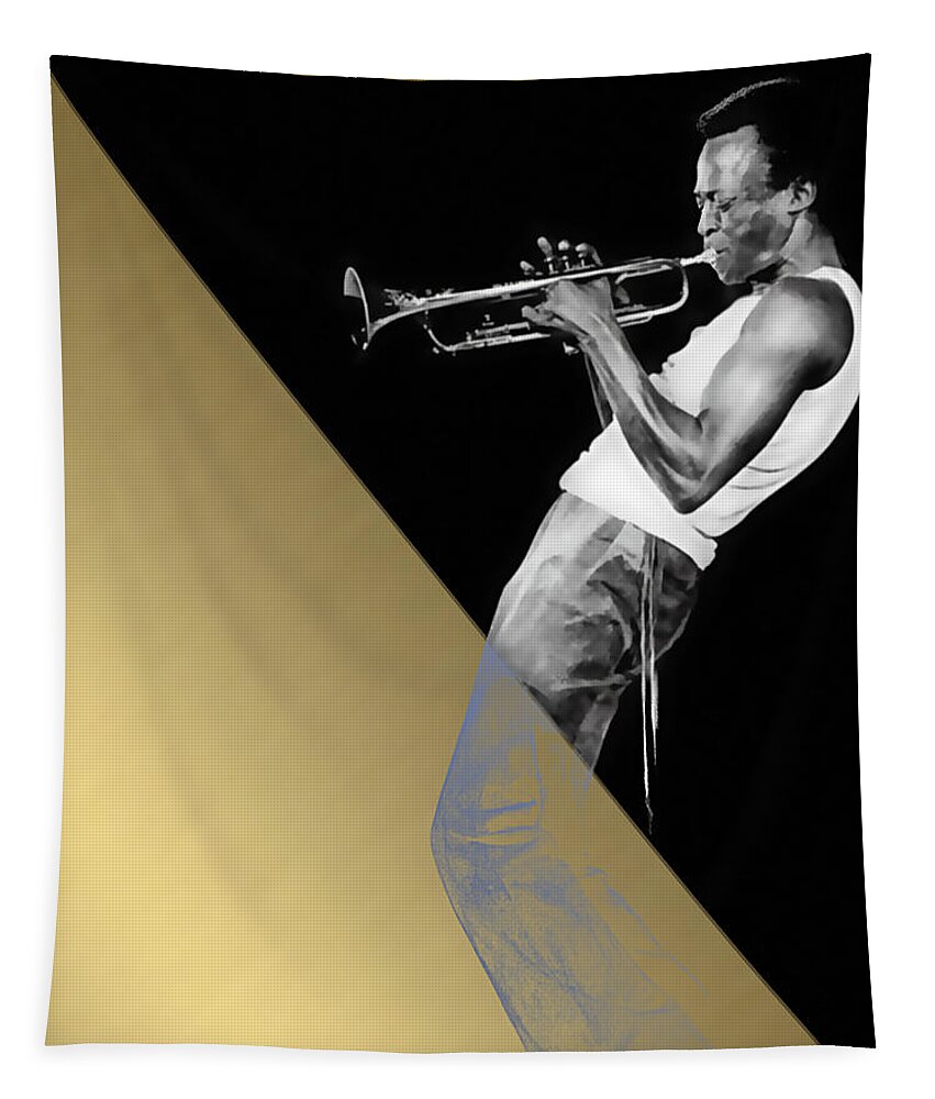 Miles Davis Tapestry featuring the mixed media Miles Davis Collection #9 by Marvin Blaine