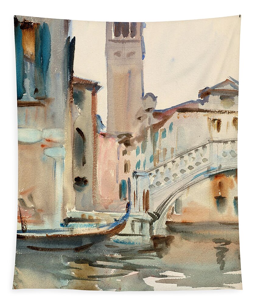 John Singer Sargent Tapestry featuring the drawing A Bridge and Campanile, Venice by John Singer Sargent