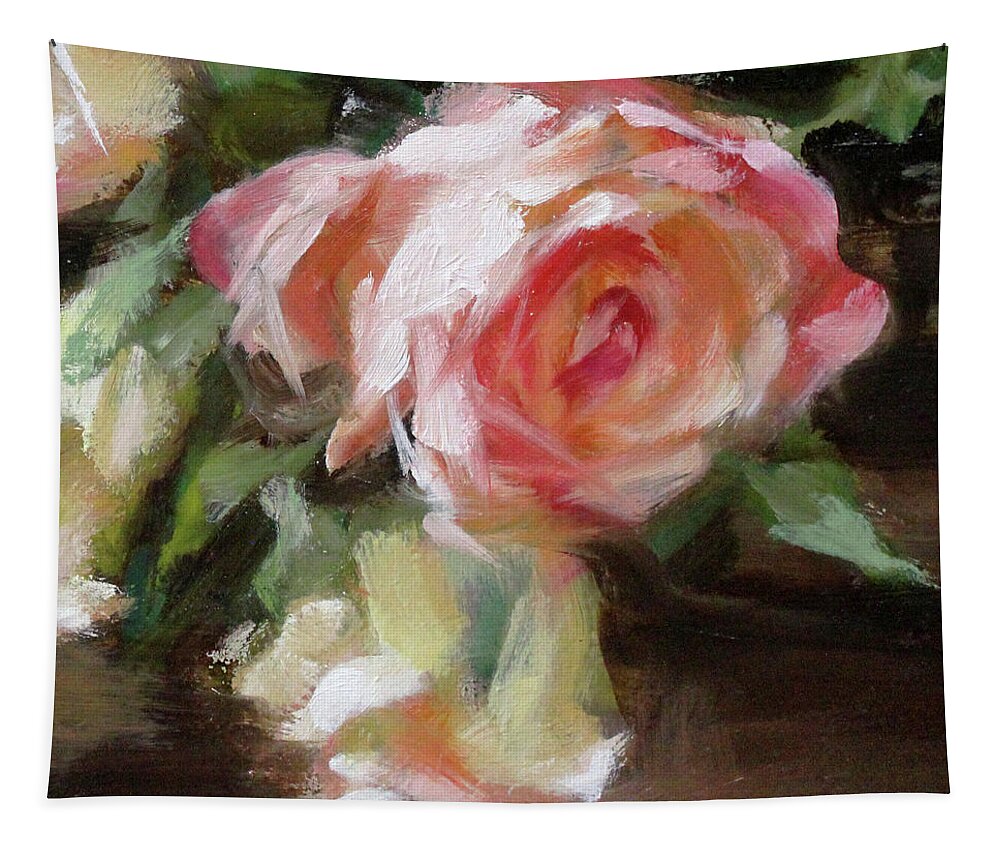  Tapestry featuring the painting A Bunch of Roses Detail 5 by Roxanne Dyer