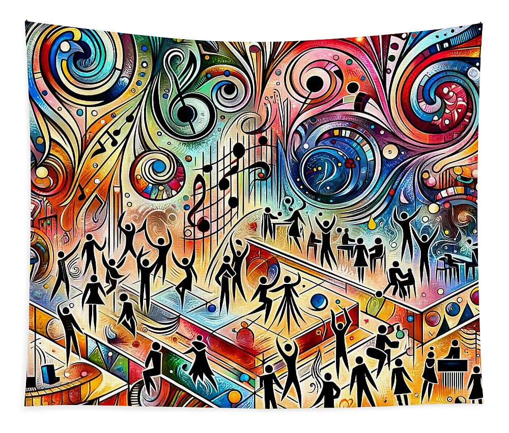 Abstract Collage Tapestry featuring the digital art A collage of a party atmosphere -1 by Movie World Posters
