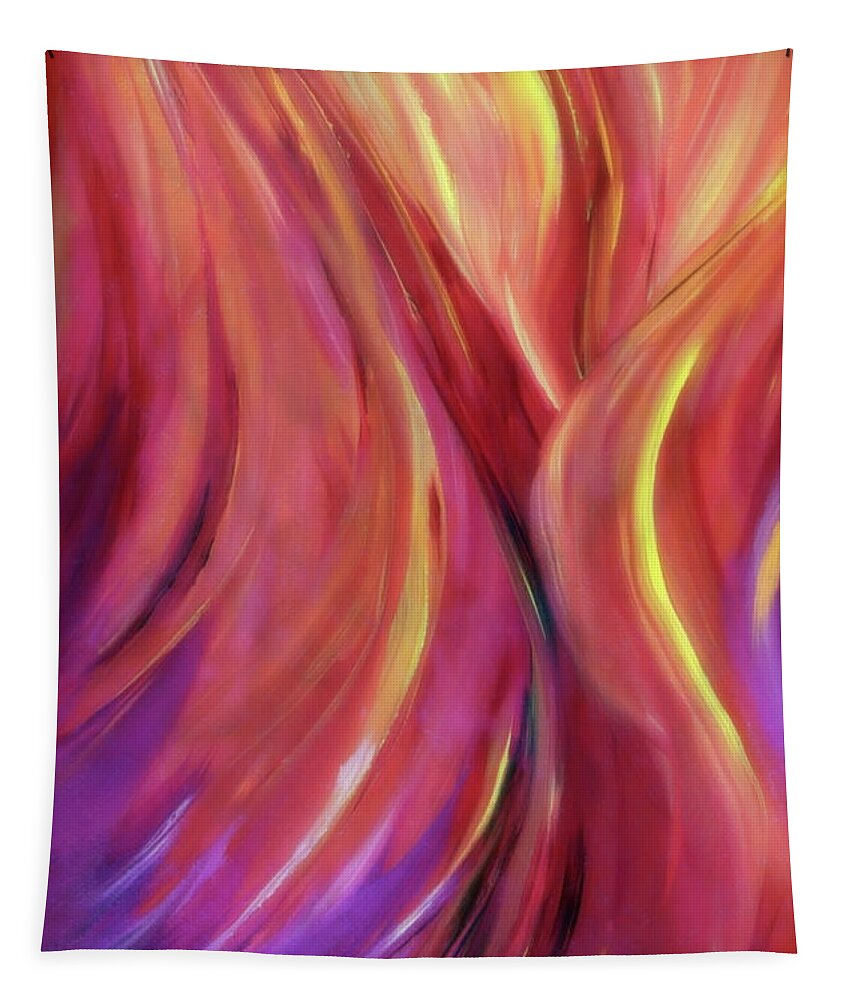 Abstract Tapestry featuring the painting A Colorful And Windy Summer Day by Johanna Hurmerinta