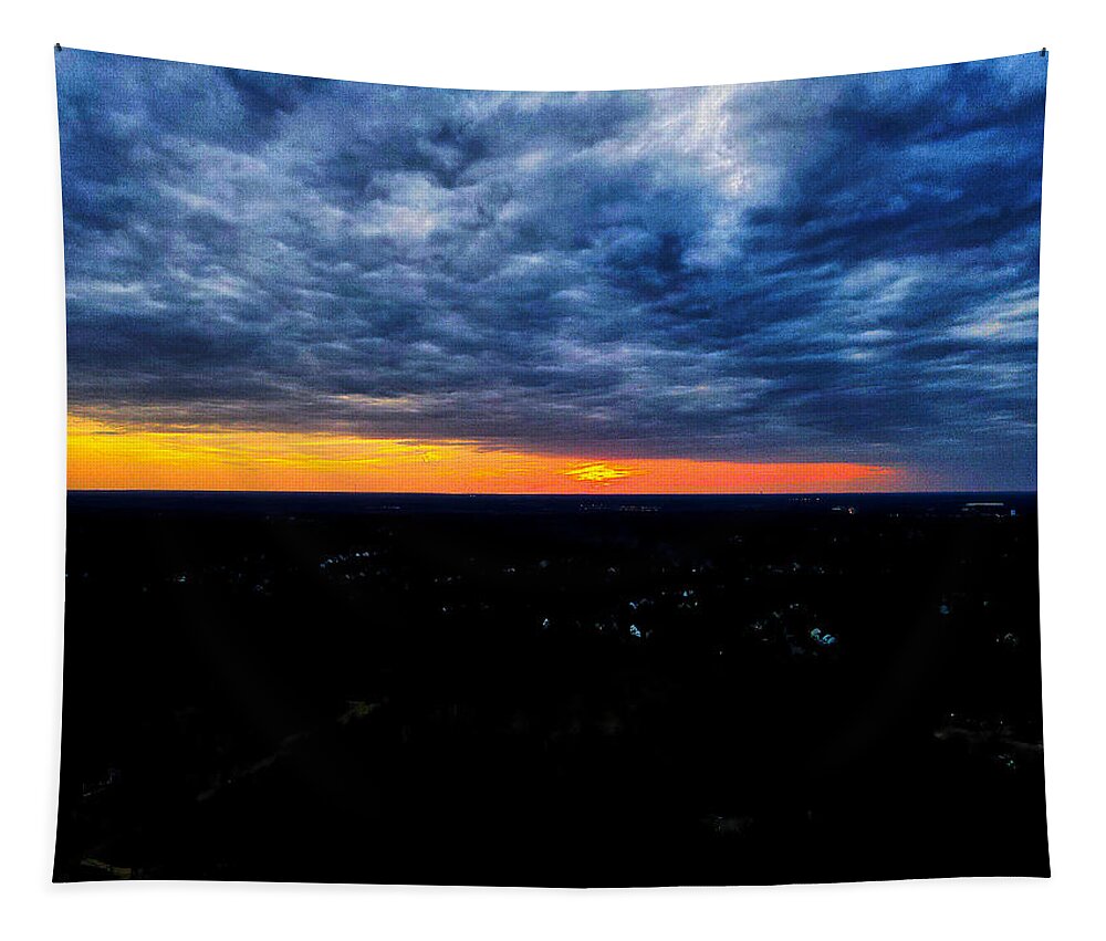  Tapestry featuring the photograph A cool fall sunset by Stephen Dorton