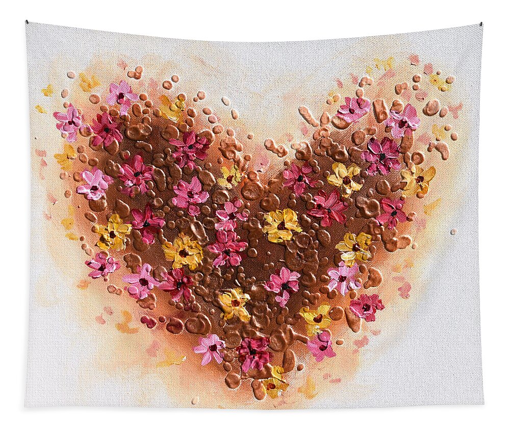 Heart Tapestry featuring the painting A Daisy Heart by Amanda Dagg