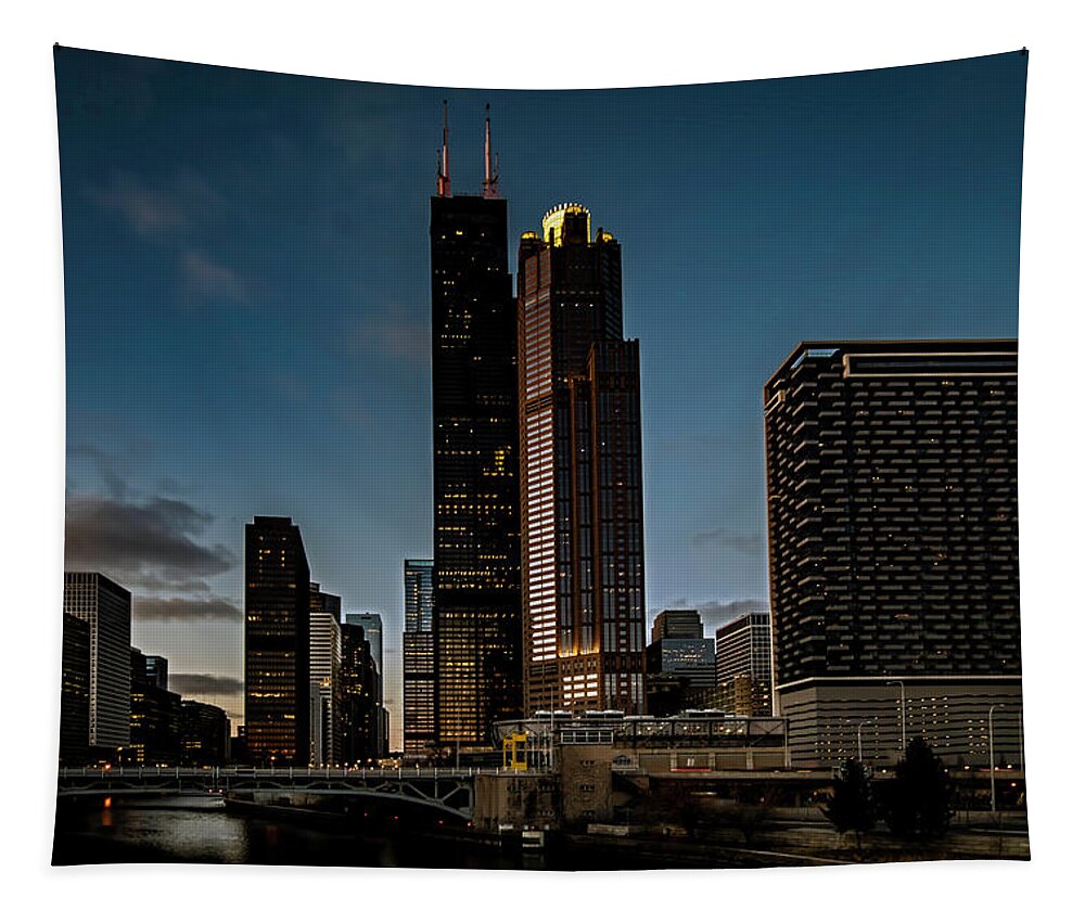 Chicago Tapestry featuring the photograph A different view of Willis Tower in Chicago by Sven Brogren