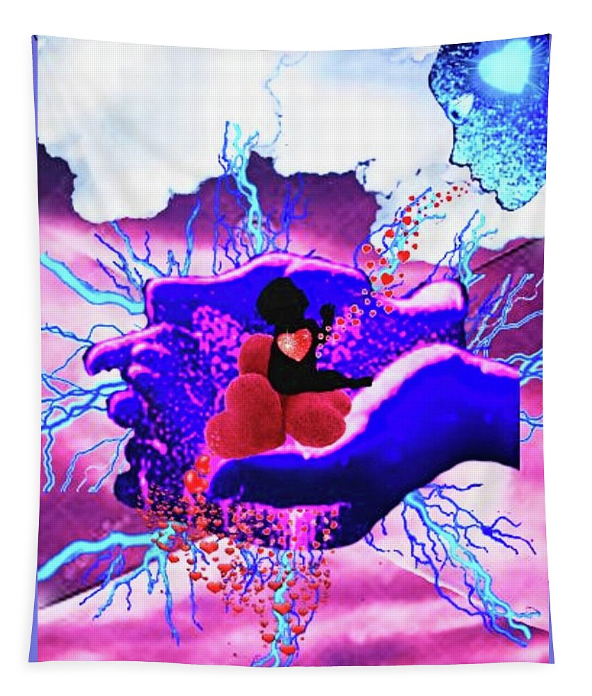 A Fathers Love Poem Tapestry featuring the digital art A Fathers Love In Hands by Stephen Battel