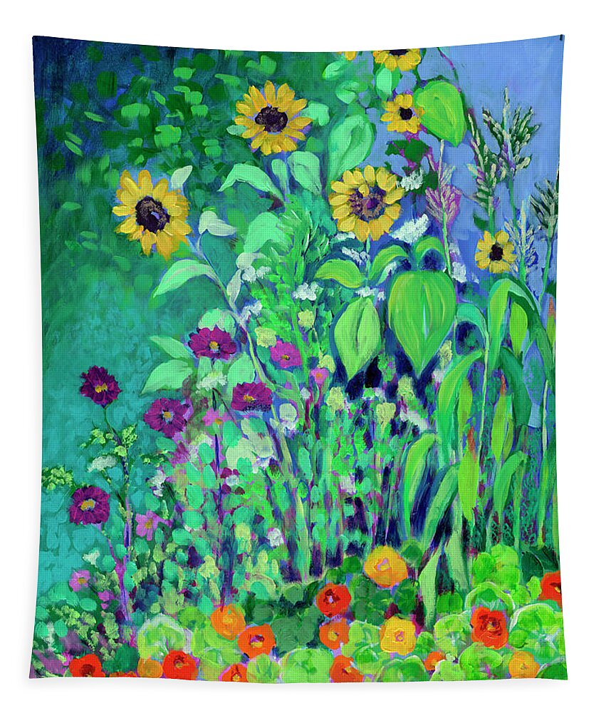 Floral Tapestry featuring the painting A Garden View by Jennifer Lommers