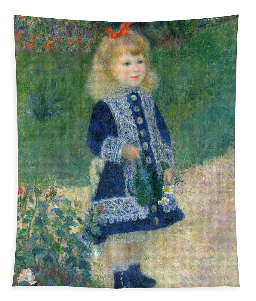 A Girl With A Watering Can Is An Impressionist Oil On Canvas Painting Created By Pierre Auguste Renoir In 1876 Tapestry featuring the painting A Girl with a Watering Can is an Impressionist oil on canvas painting created by Pierre Auguste Reno by MotionAge Designs