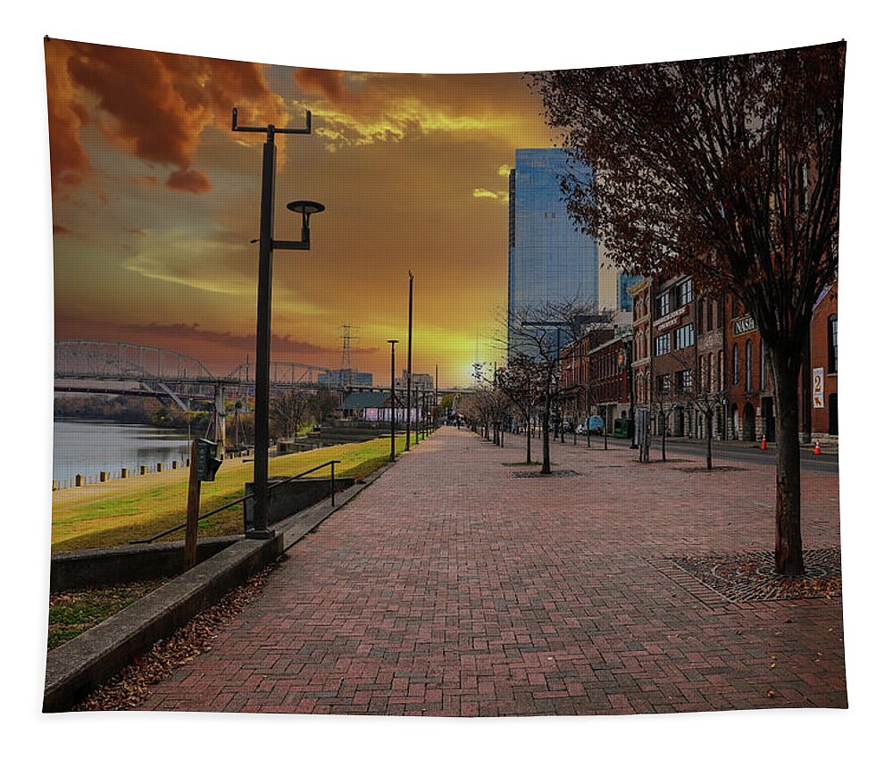 Road Tapestry featuring the photograph A Gorgeous Sunset in Nashville by Marcus Jones