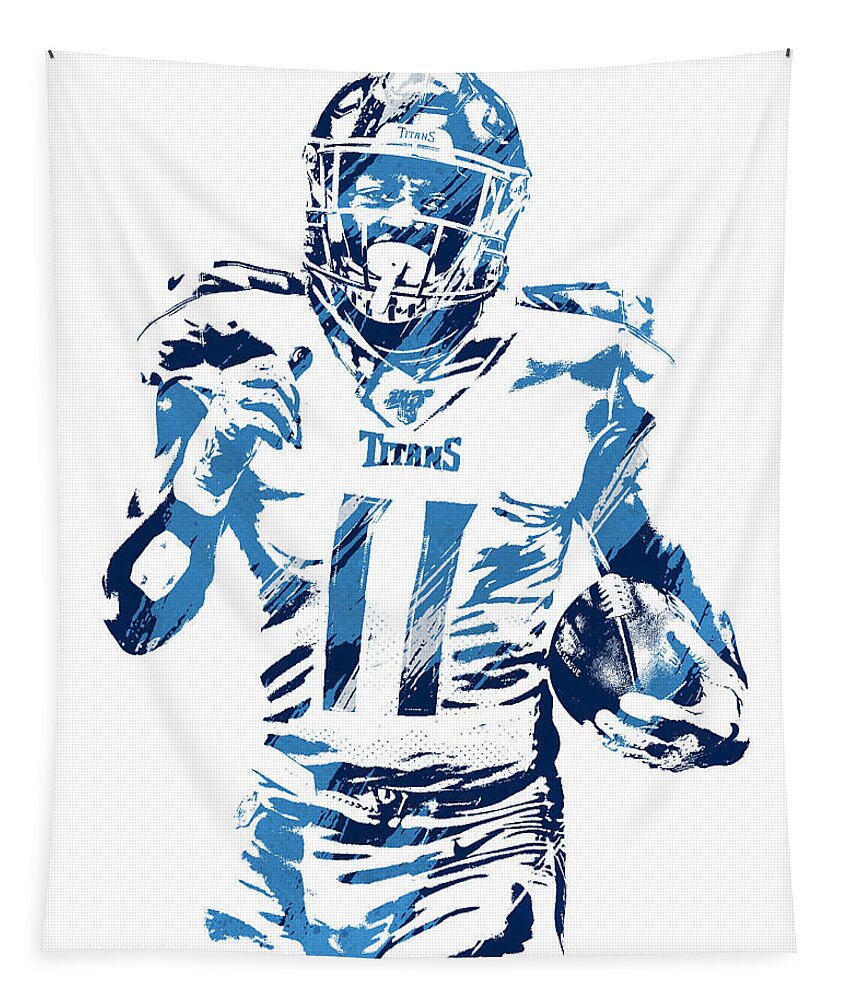 A J Brown Tennessee Titans Watercolor Strokes Pixel Art 1 Tapestry