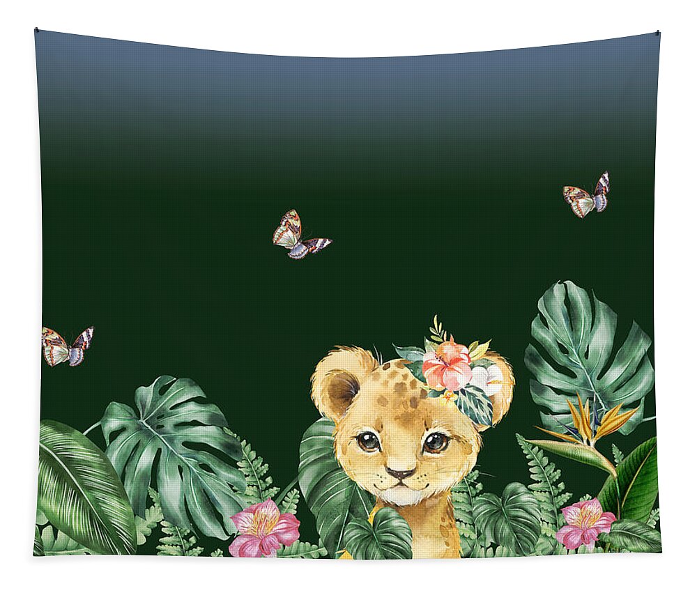 Jungle Tapestry featuring the mixed media A Magical And Beautiful Evening In The Jungle by Johanna Hurmerinta