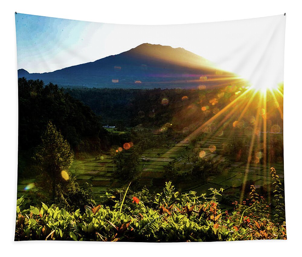 Volcano Tapestry featuring the photograph This Side Of Paradise - Mount Agung. Bali, Indonesia by Earth And Spirit