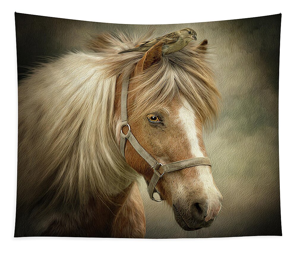 Icelandic Horse Tapestry featuring the digital art A Place to Hide by Maggy Pease