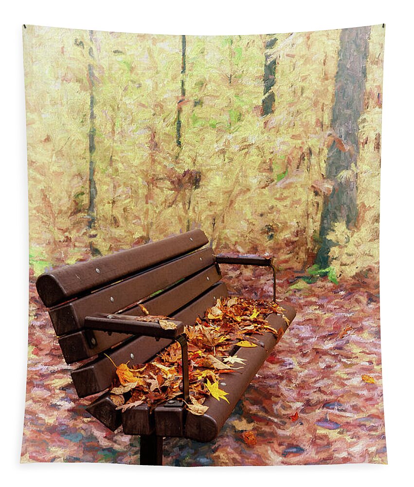 Autumn Tapestry featuring the painting A Quiet Place to Sit ap by Dan Carmichael