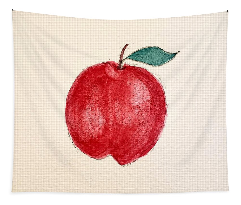  Tapestry featuring the painting A Red Apple by Margaret Welsh Willowsilk