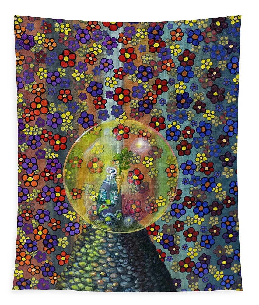 Pop Surrealism Tapestry featuring the painting A Reward for Your Climb by Mindy Huntress