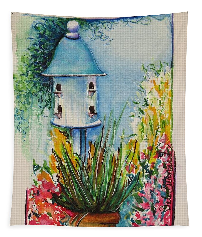 Birdhouse Tapestry featuring the painting A Room With A View by Dale Bernard
