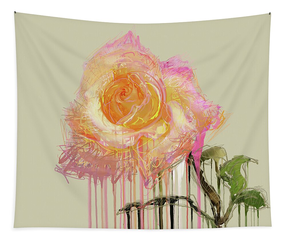 Rose Tapestry featuring the mixed media A Rose By Any Other Name - Cream by BFA Prints