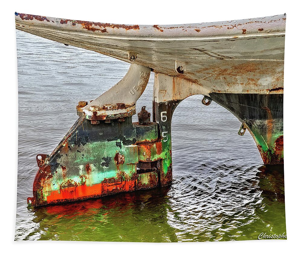 Boat Tapestry featuring the photograph A Rudder Of Many Colors by Christopher Holmes