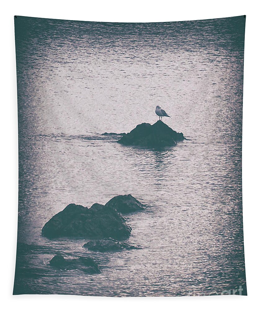 Vintage Tapestry featuring the photograph A Seagull Rests by Phil Perkins