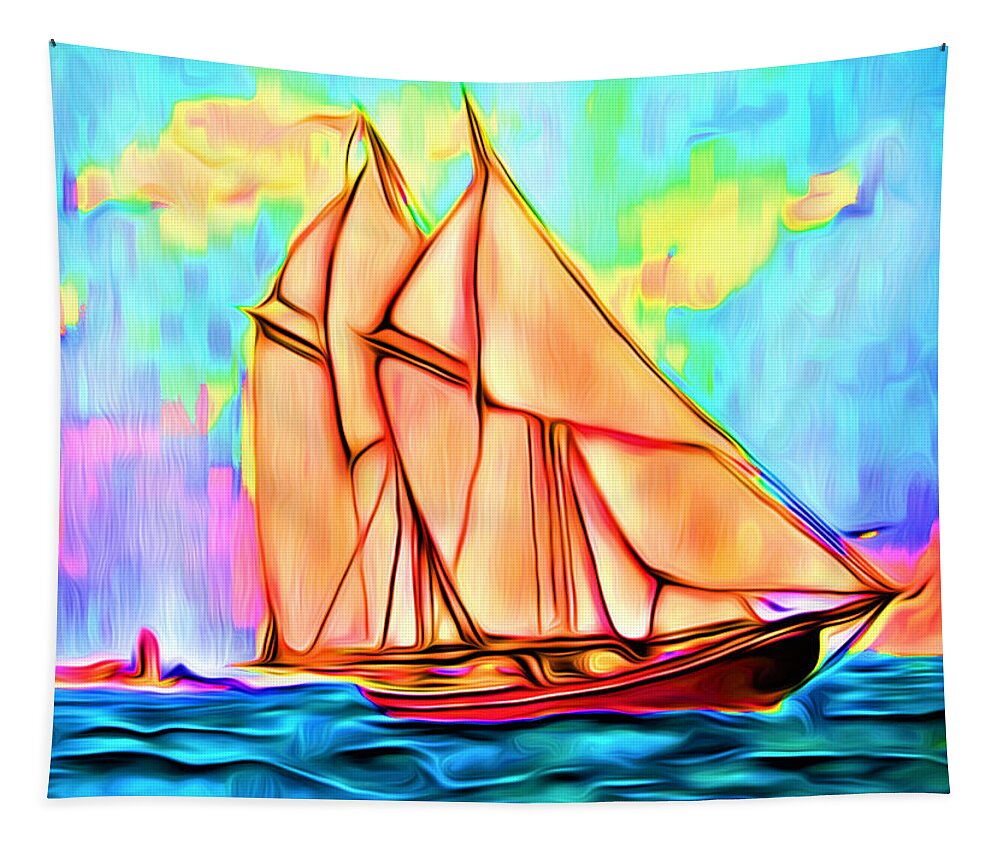 Abstract Tapestry featuring the digital art A Wind at My Sails - Abstract by Ronald Mills