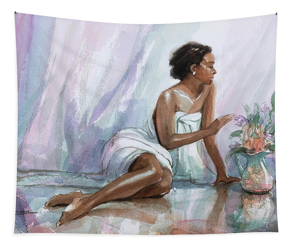 Woman Tapestry featuring the painting A Woman's Touch by Steve Henderson