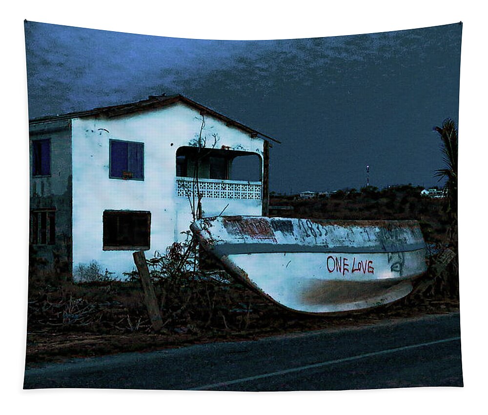 Abandoned Tapestry featuring the photograph Abandoned by the Road in Anguilla by Ola Allen
