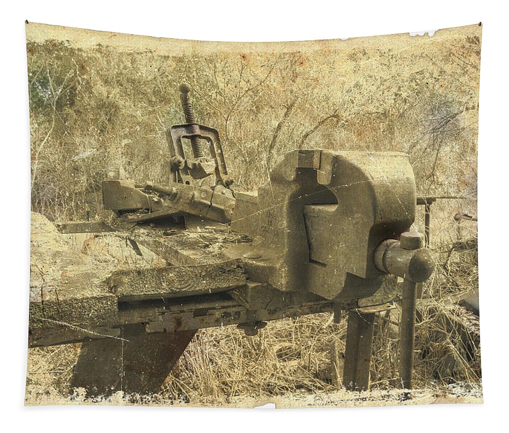 Abandoned Tapestry featuring the photograph Abandoned Decaying Workshop 2 Antique Photo by John Twynam