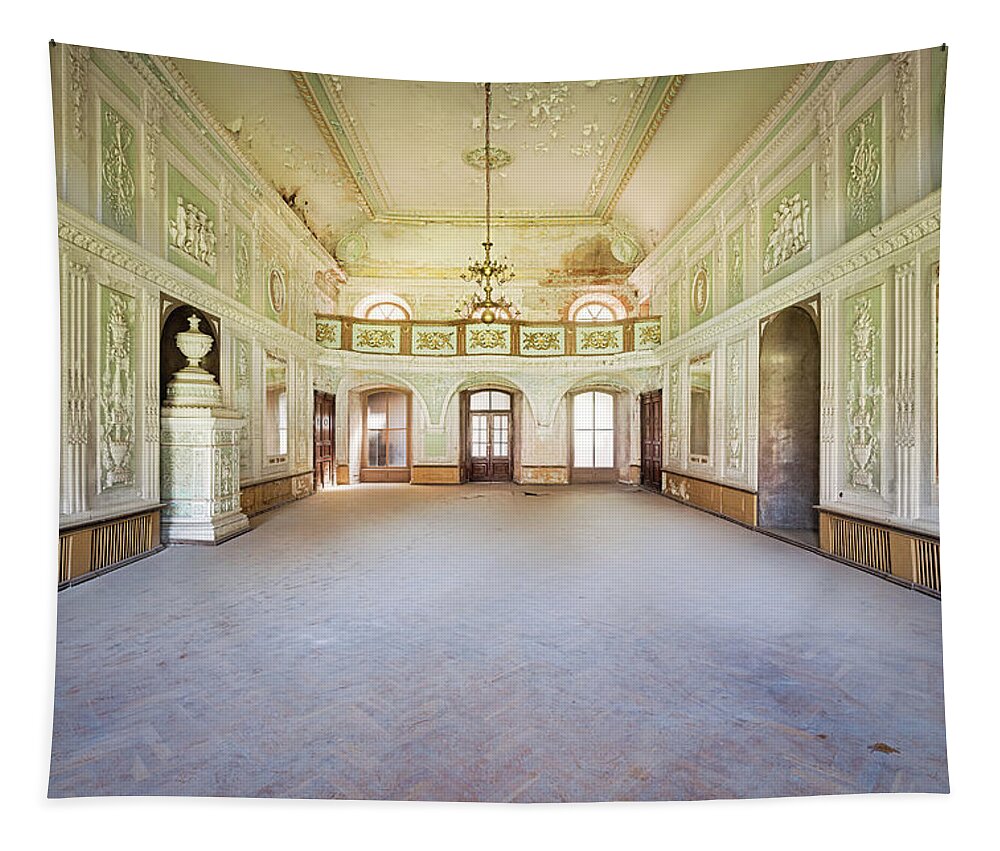 Abandoned Tapestry featuring the photograph Abandoned Green Ballroom by Roman Robroek
