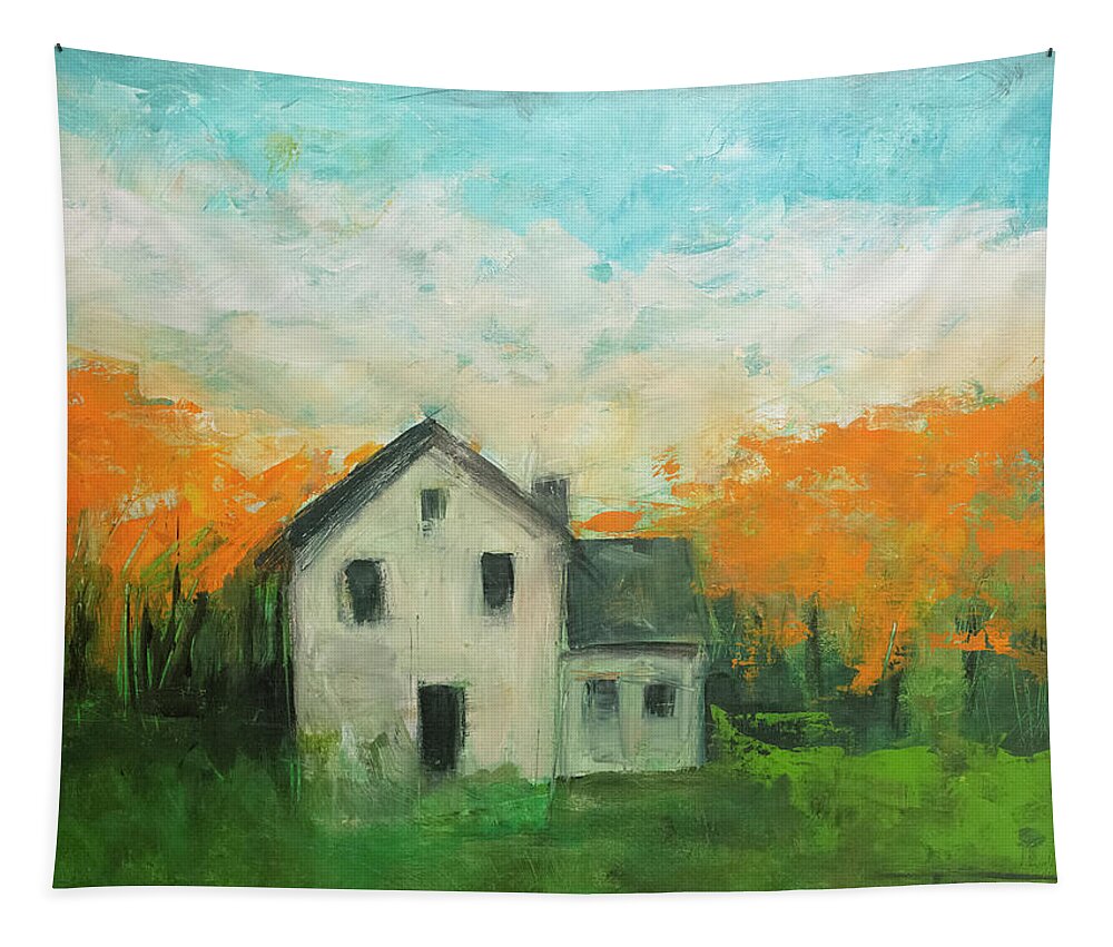 Maple Tapestry featuring the painting Abandoned in Maple Grove by Tim Nyberg