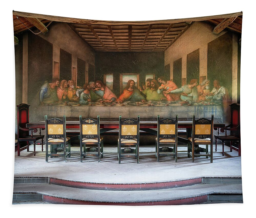 Abandoned Tapestry featuring the photograph Abandoned Painting of the Last Supper by Roman Robroek