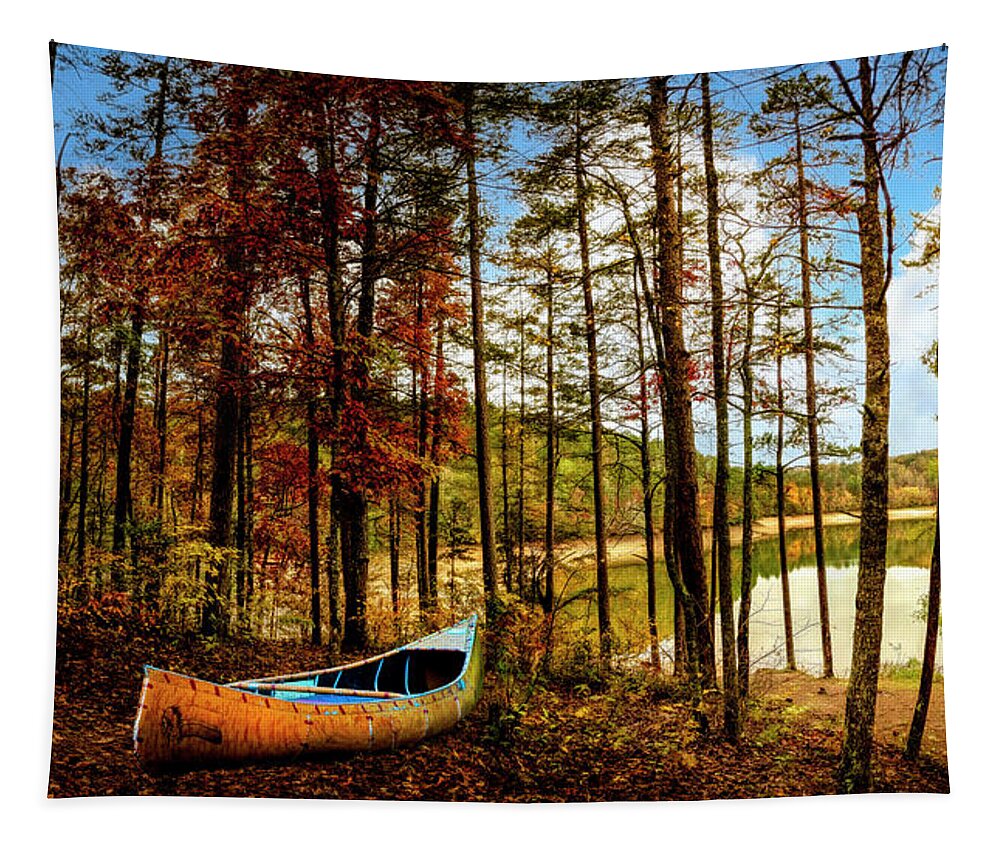 Panorama Tapestry featuring the photograph Above the Lake Panorama by Debra and Dave Vanderlaan