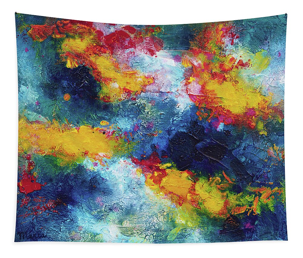 Abstract Tapestry featuring the painting Abstract 97 by Maria Meester