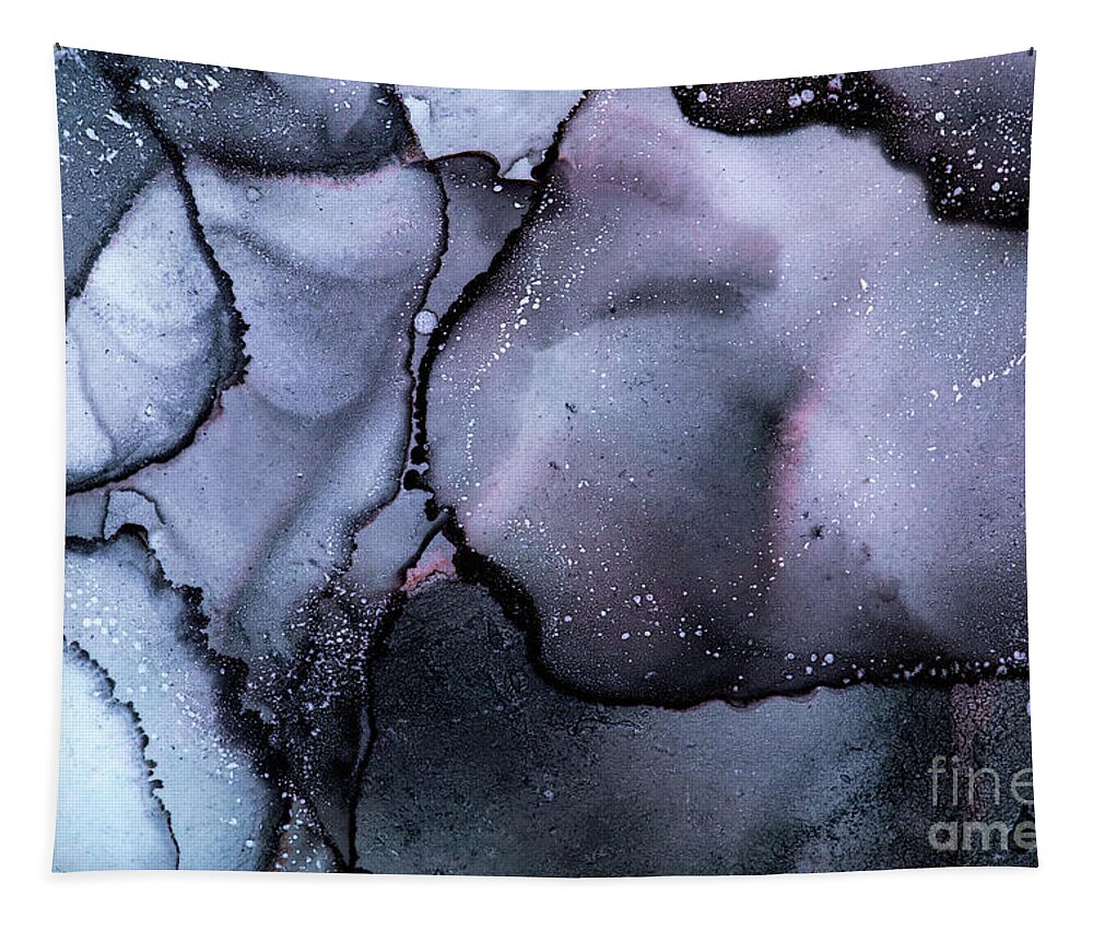 Ink Tapestry featuring the photograph Abstract alcohol in background in pink, mauve and blue tones. by Jane Rix