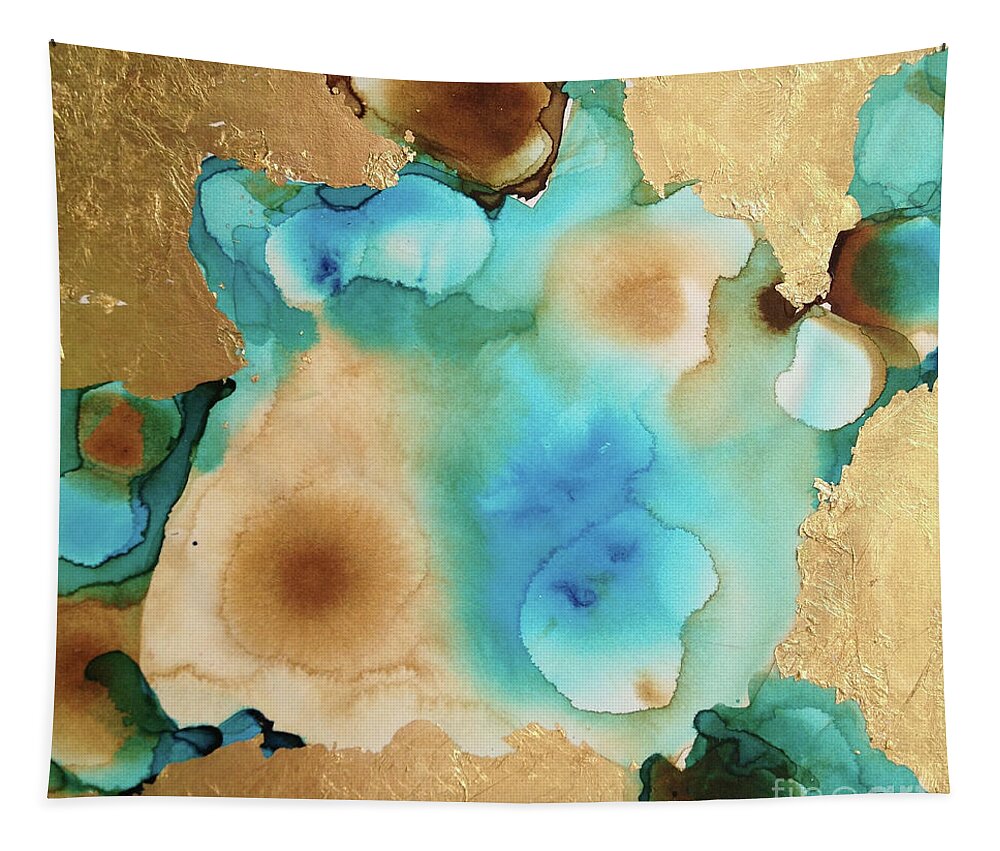 Abstract Painting Tapestry featuring the painting Abstract Aqua by Liana Yarckin