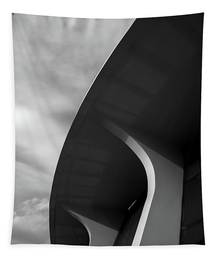 Architecture Tapestry featuring the photograph Abstract architecture design. Black and white futuristic exterio by Michalakis Ppalis